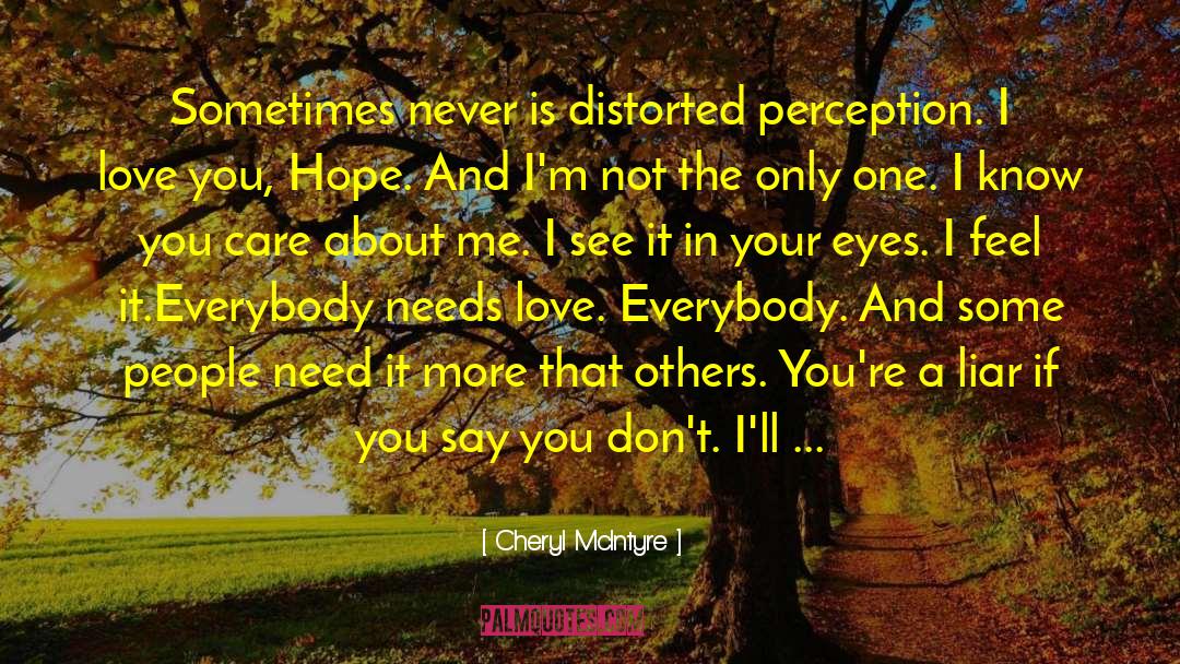 Cheryl McIntyre Quotes: Sometimes never is distorted perception.