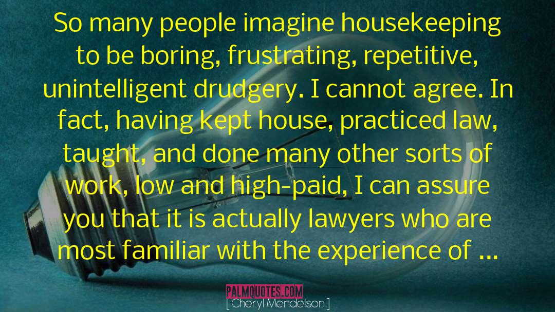 Cheryl Mendelson Quotes: So many people imagine housekeeping