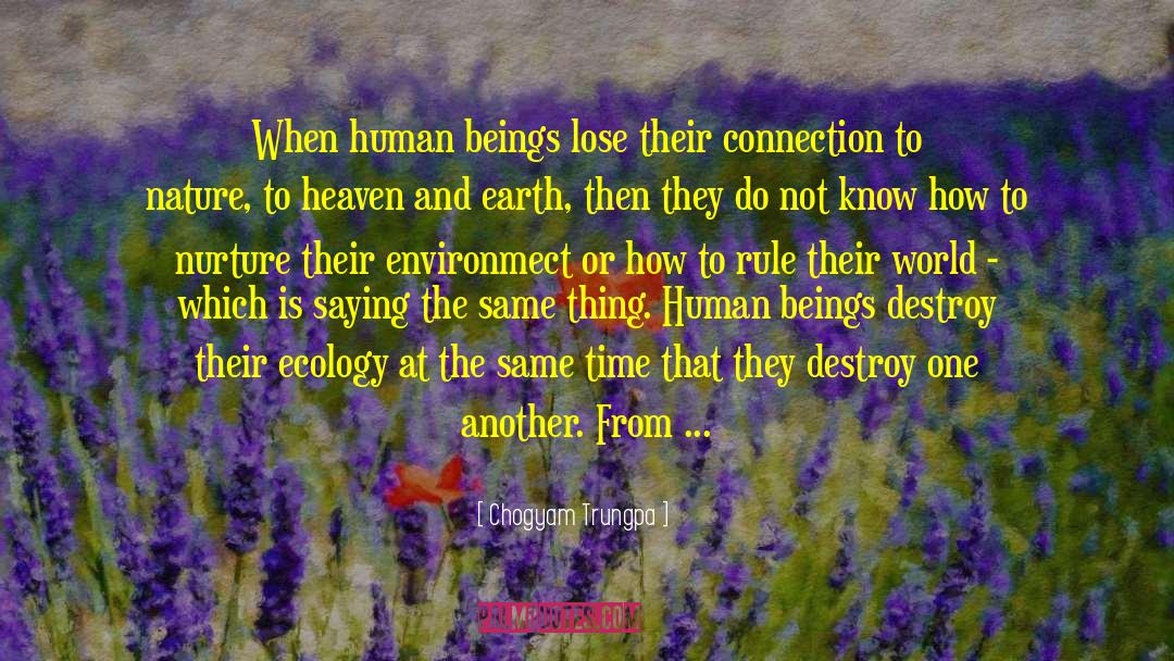 Chogyam Trungpa Quotes: When human beings lose their