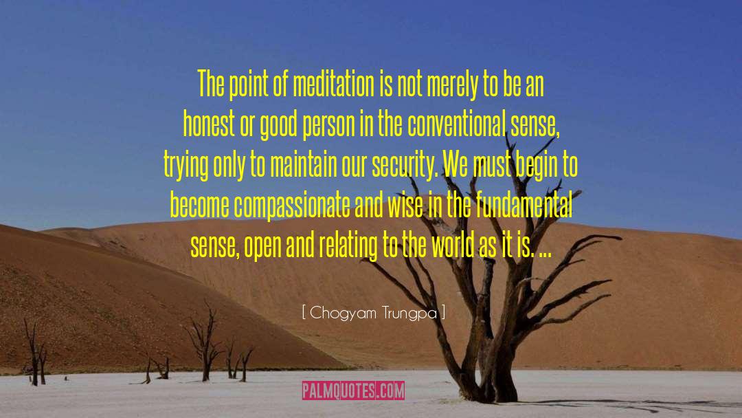 Chogyam Trungpa Quotes: The point of meditation is