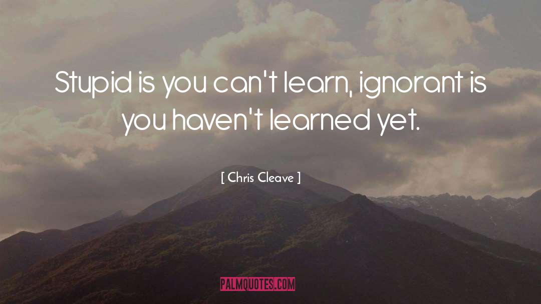 Chris Cleave Quotes: Stupid is you can't learn,