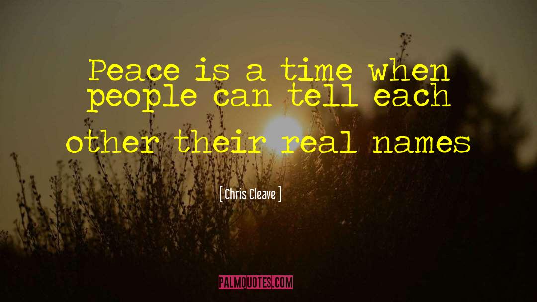 Chris Cleave Quotes: Peace is a time when