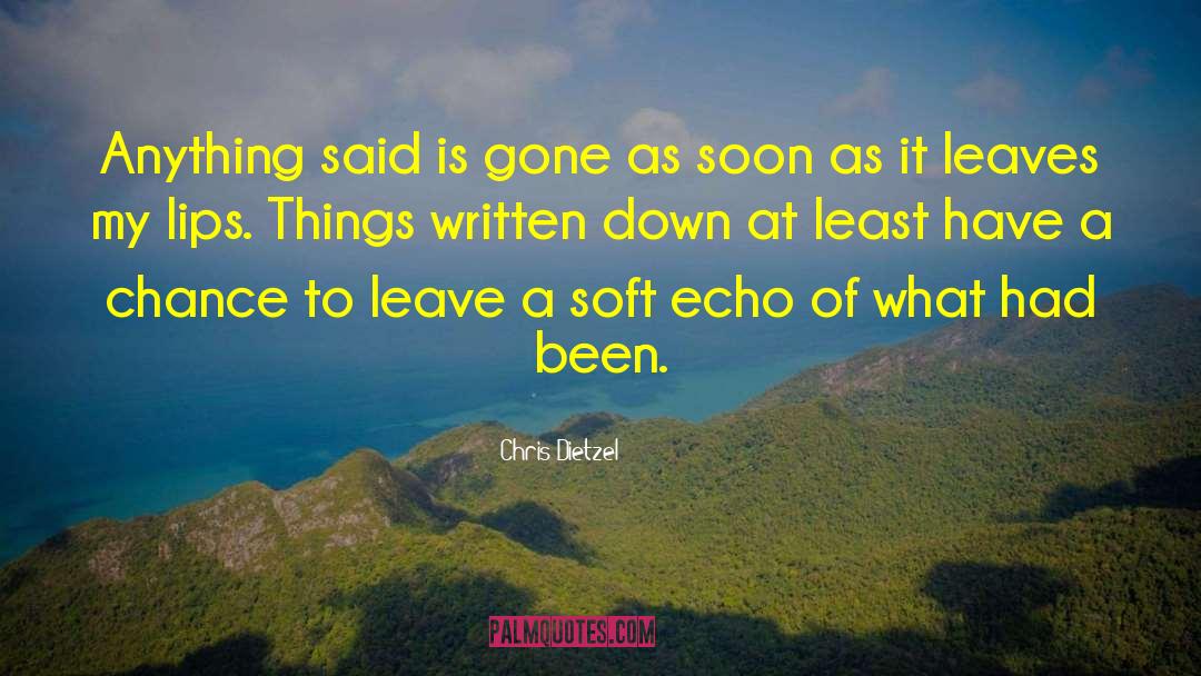 Chris Dietzel Quotes: Anything said is gone as