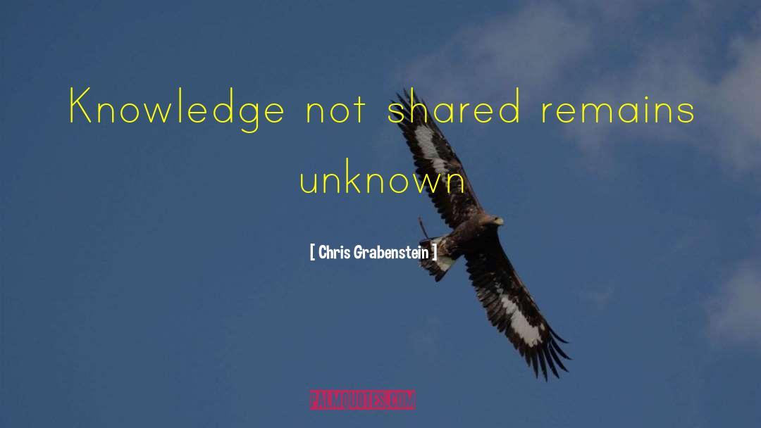 Chris Grabenstein Quotes: Knowledge not shared remains unknown