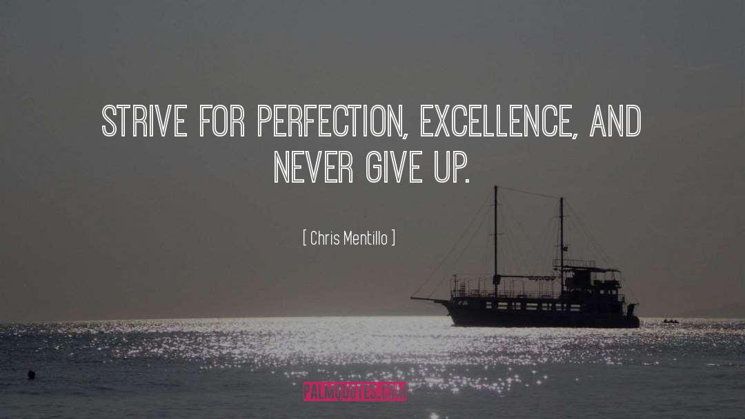 Chris Mentillo Quotes: Strive for perfection, excellence, and