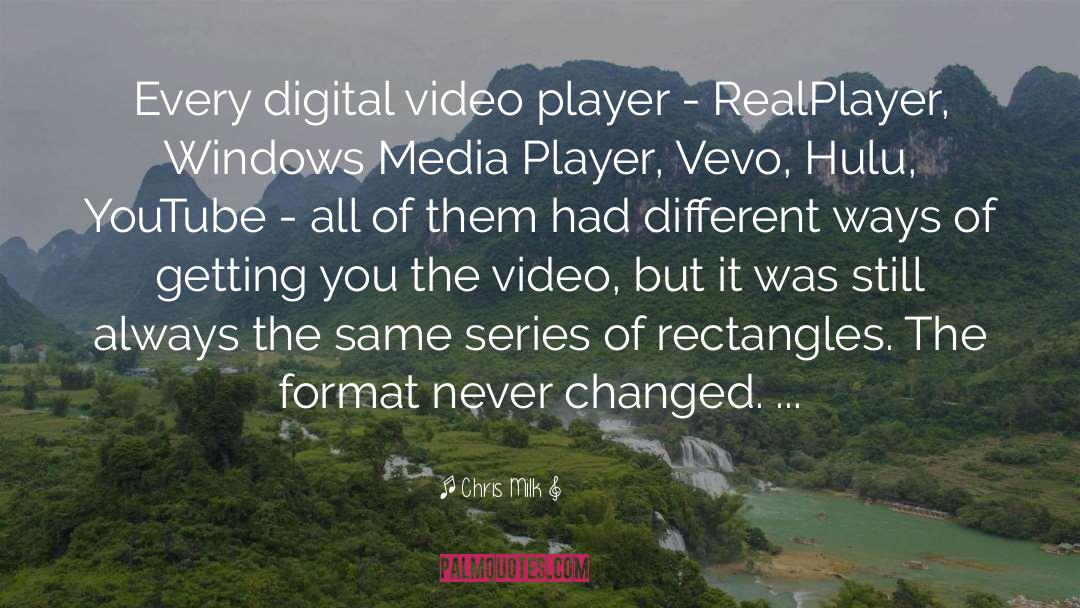 Chris Milk Quotes: Every digital video player -