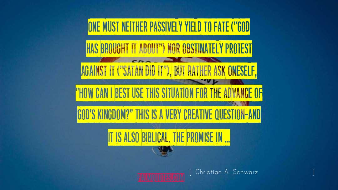 Christian A. Schwarz Quotes: One must neither passively yield