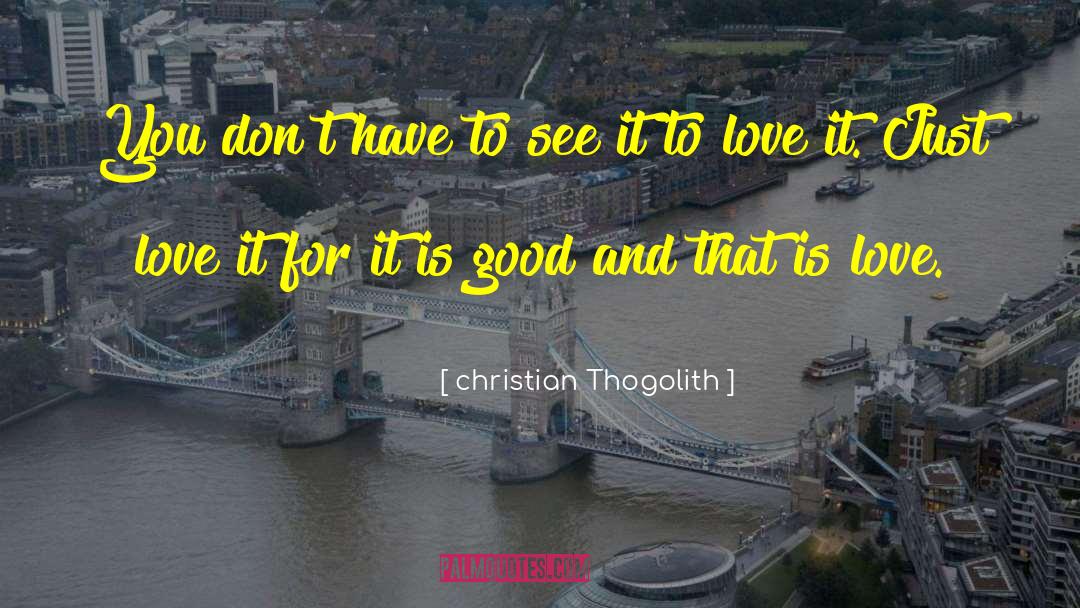 Christian Thogolith Quotes: You don't have to see