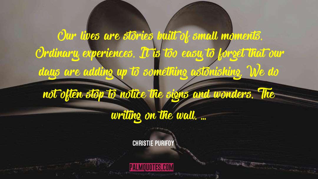 Christie Purifoy Quotes: Our lives are stories built