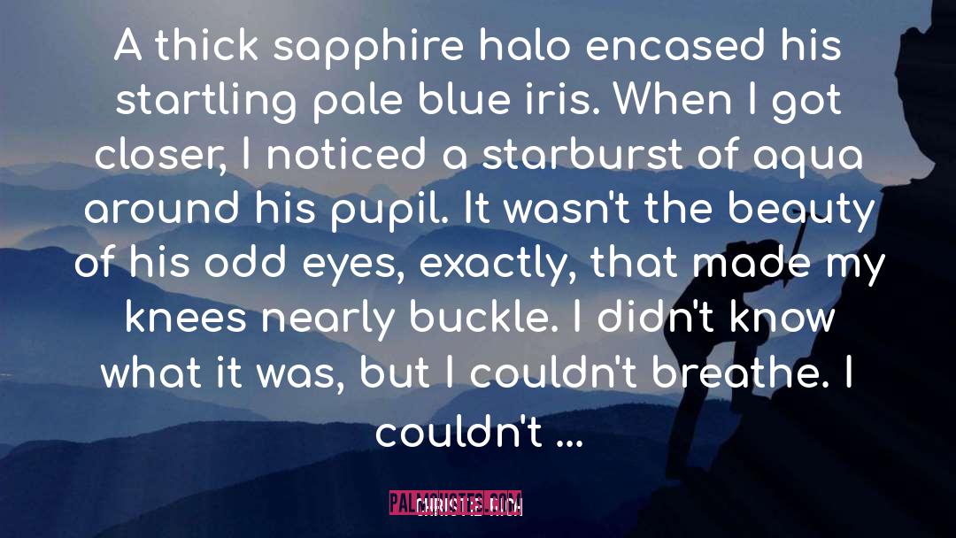 Christie Rich Quotes: A thick sapphire halo encased