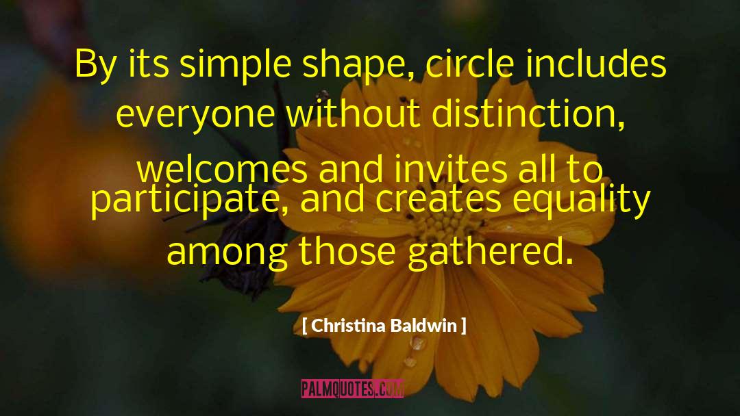 Christina Baldwin Quotes: By its simple shape, circle
