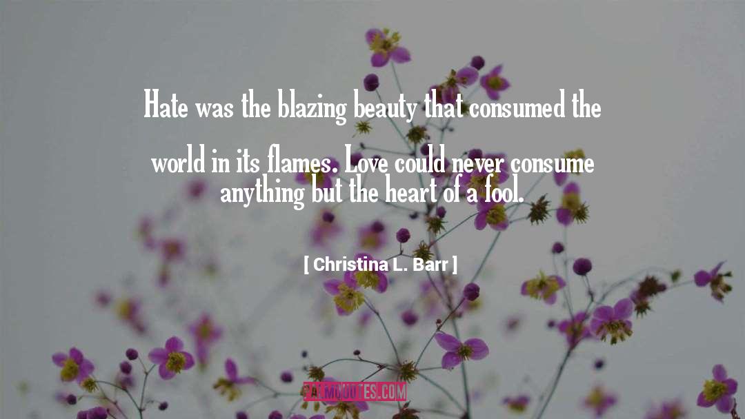 Christina L. Barr Quotes: Hate was the blazing beauty