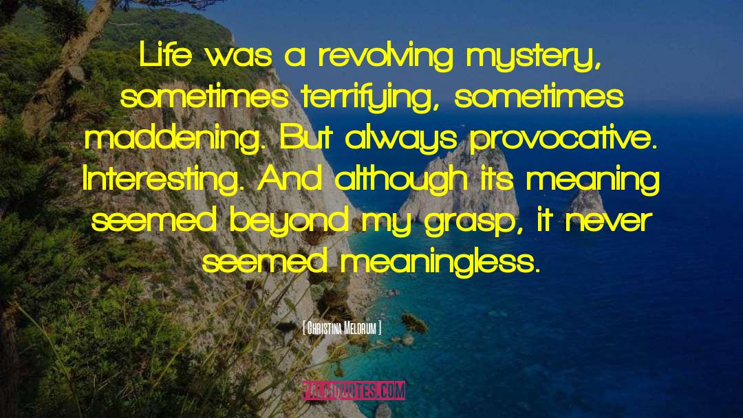 Christina Meldrum Quotes: Life was a revolving mystery,