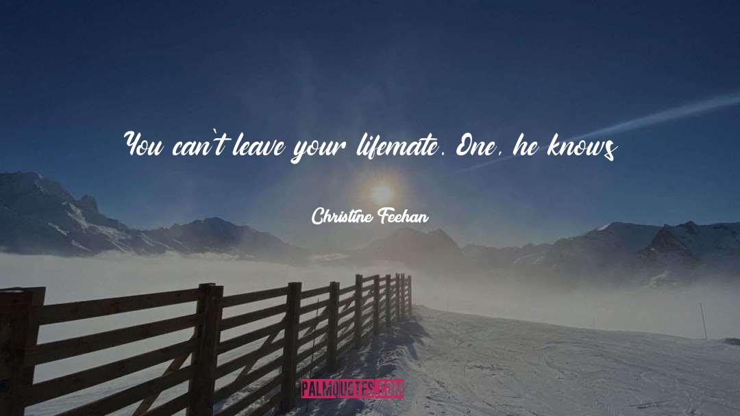 Christine Feehan Quotes: You can't leave your lifemate.
