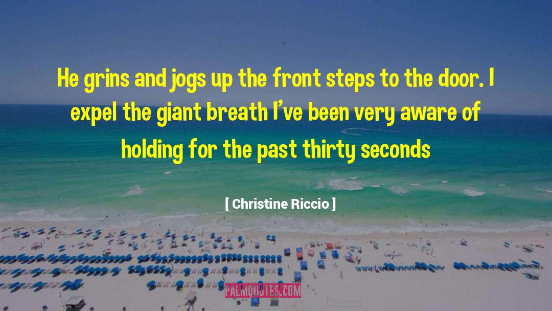 Christine Riccio Quotes: He grins and jogs up