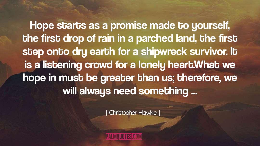 Christopher Hawke Quotes: Hope starts as a promise