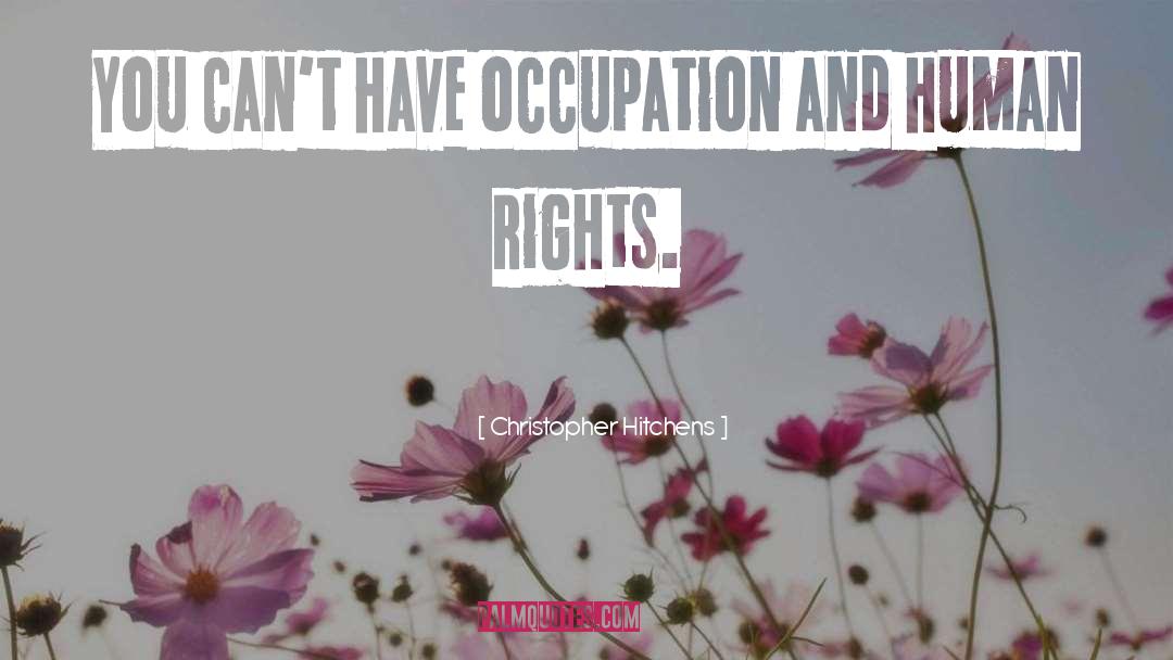 Christopher Hitchens Quotes: You can't have occupation and