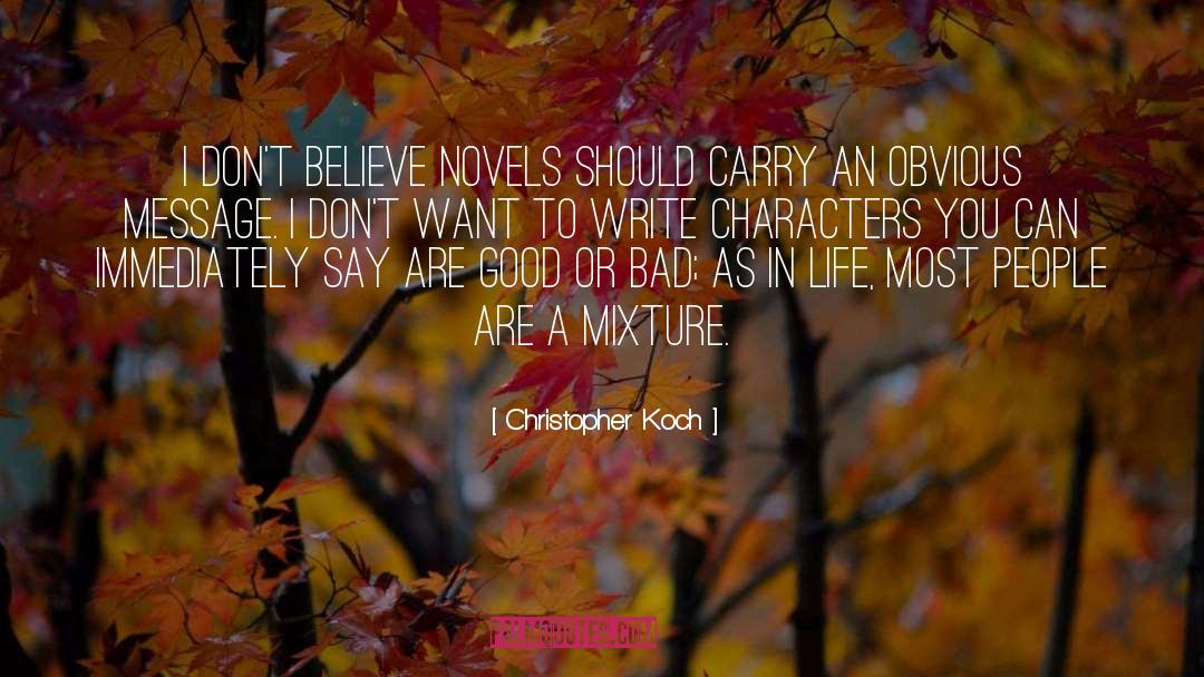 Christopher Koch Quotes: I don't believe novels should