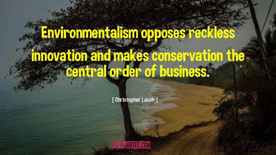 Christopher Lasch Quotes: Environmentalism opposes reckless innovation and