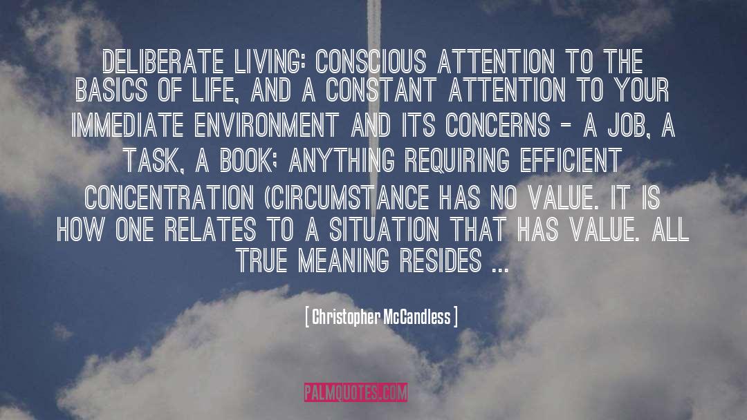 Christopher McCandless Quotes: Deliberate living: Conscious attention to