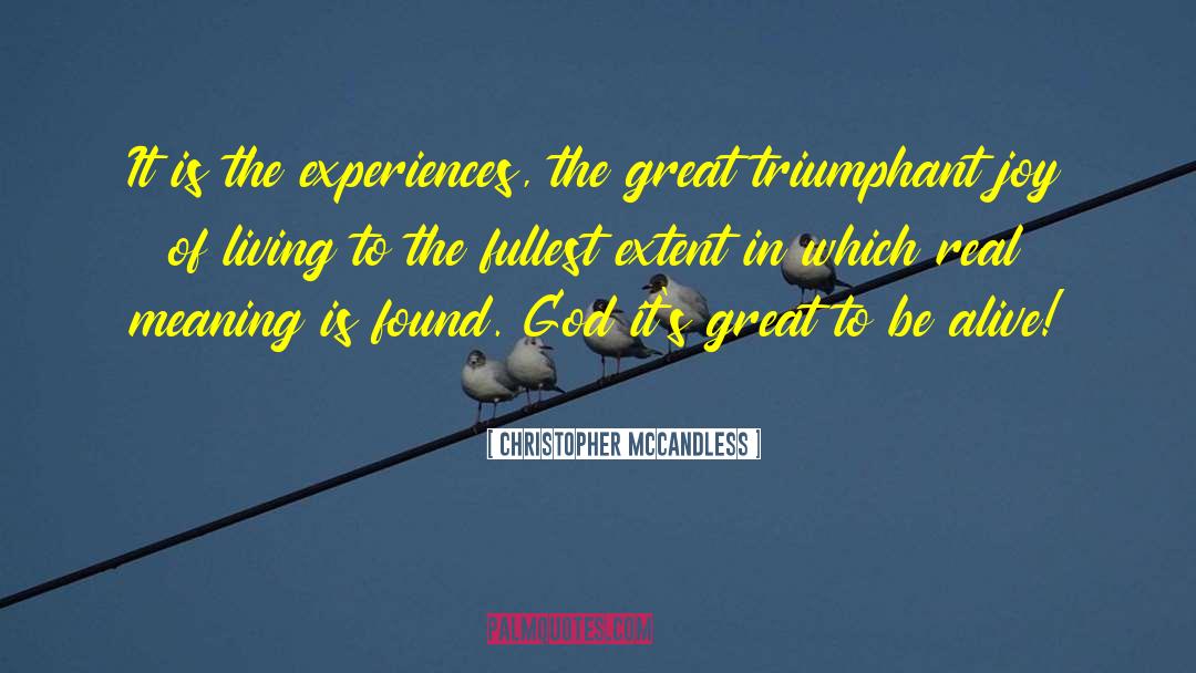 Christopher McCandless Quotes: It is the experiences, the