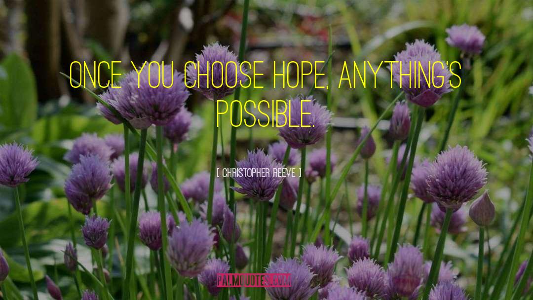 Christopher Reeve Quotes: Once you choose hope, anything's
