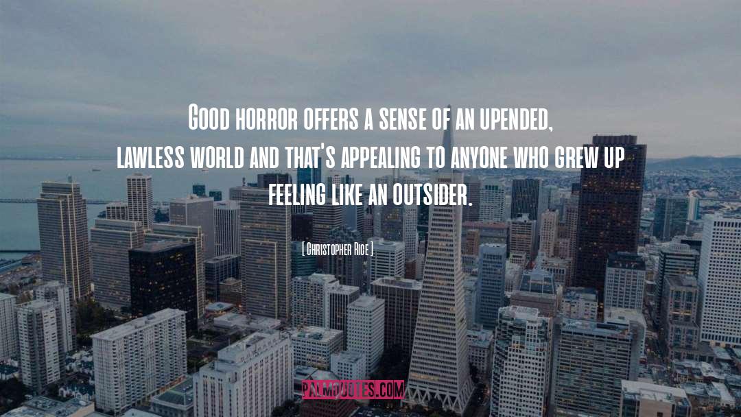 Christopher Rice Quotes: Good horror offers a sense