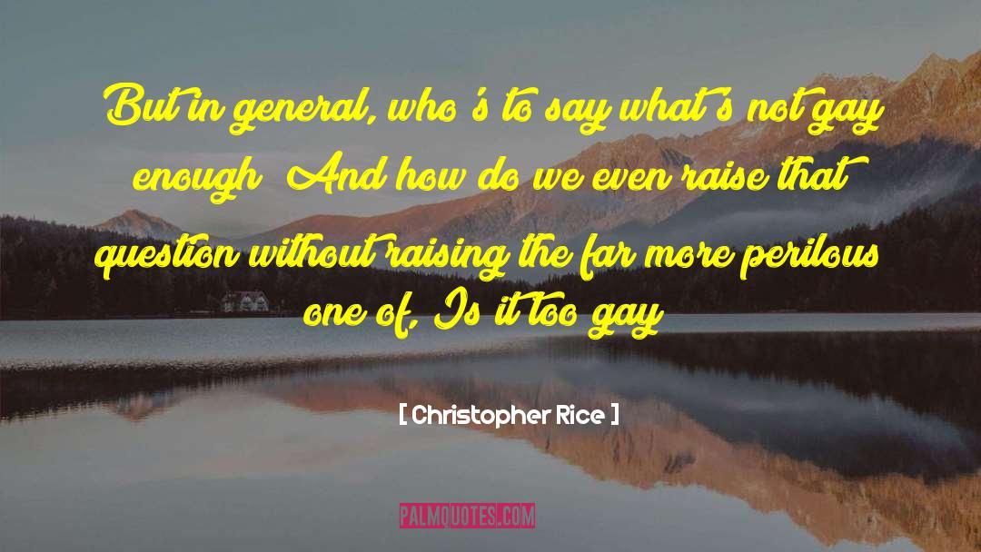 Christopher Rice Quotes: But in general, who's to