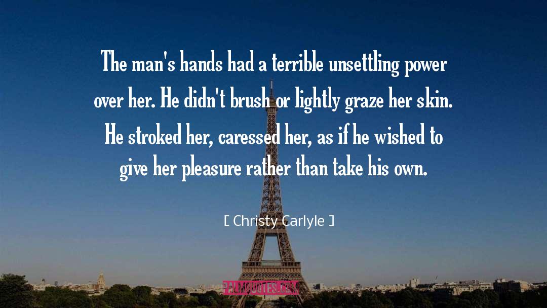 Christy Carlyle Quotes: The man's hands had a