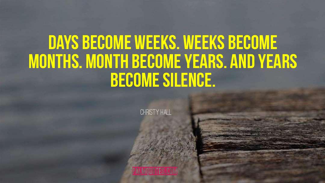 Christy Hall Quotes: Days become weeks. Weeks become