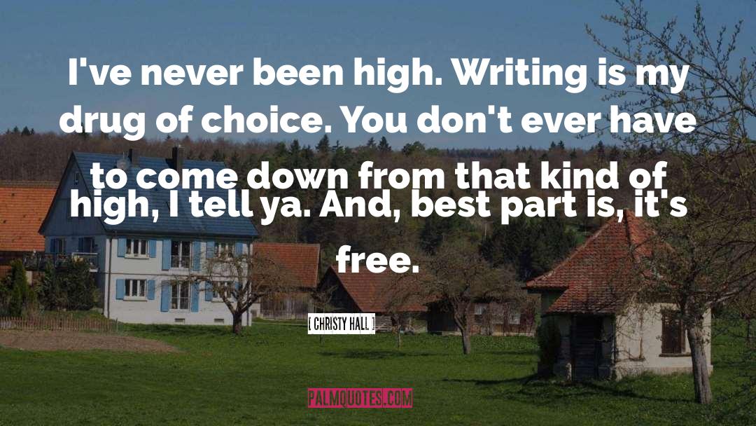 Christy Hall Quotes: I've never been high. Writing