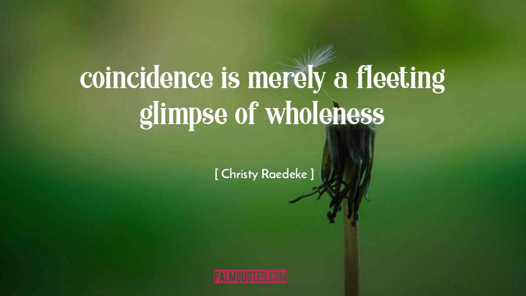 Christy Raedeke Quotes: coincidence is merely a fleeting