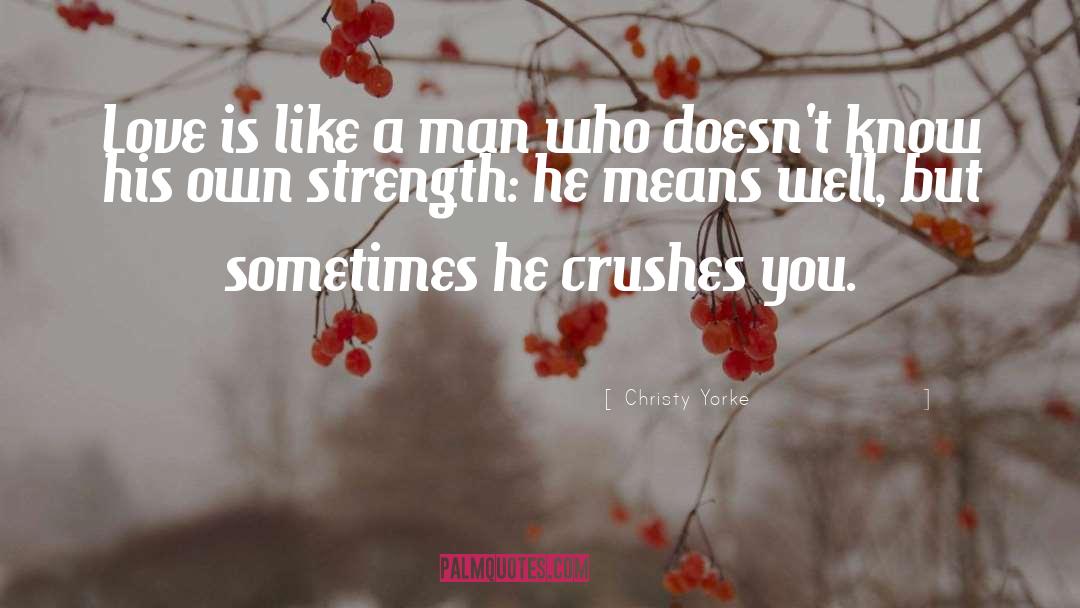 Christy Yorke Quotes: Love is like a man