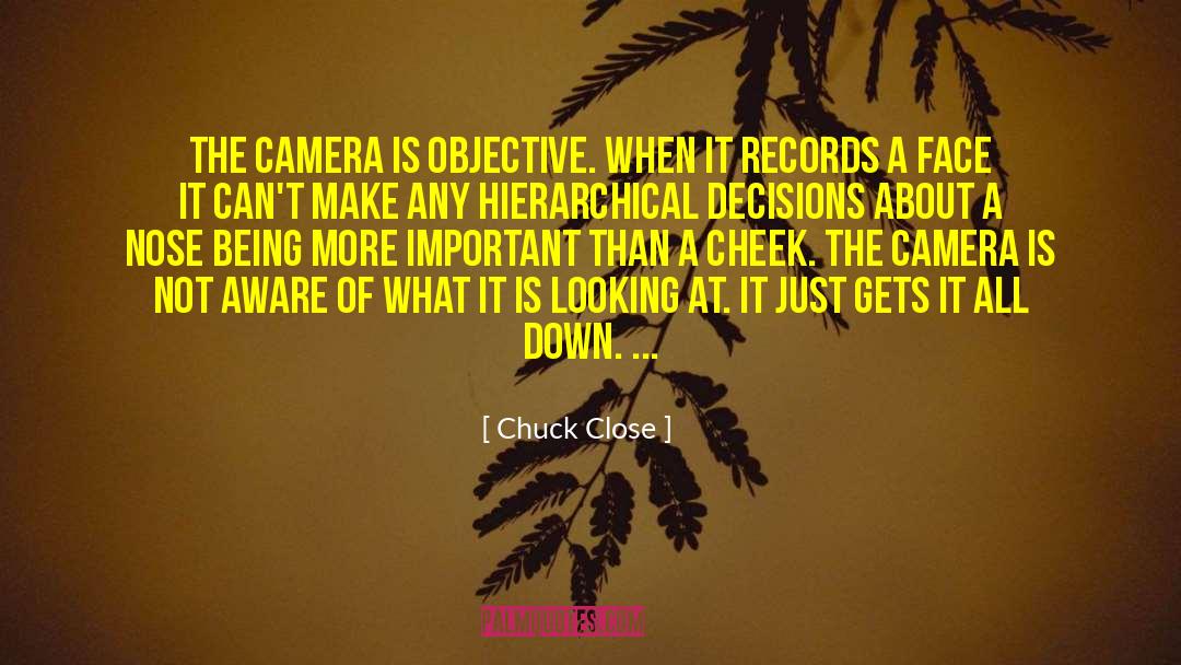 Chuck Close Quotes: The camera is objective. When