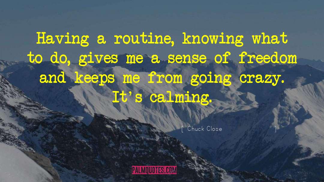 Chuck Close Quotes: Having a routine, knowing what
