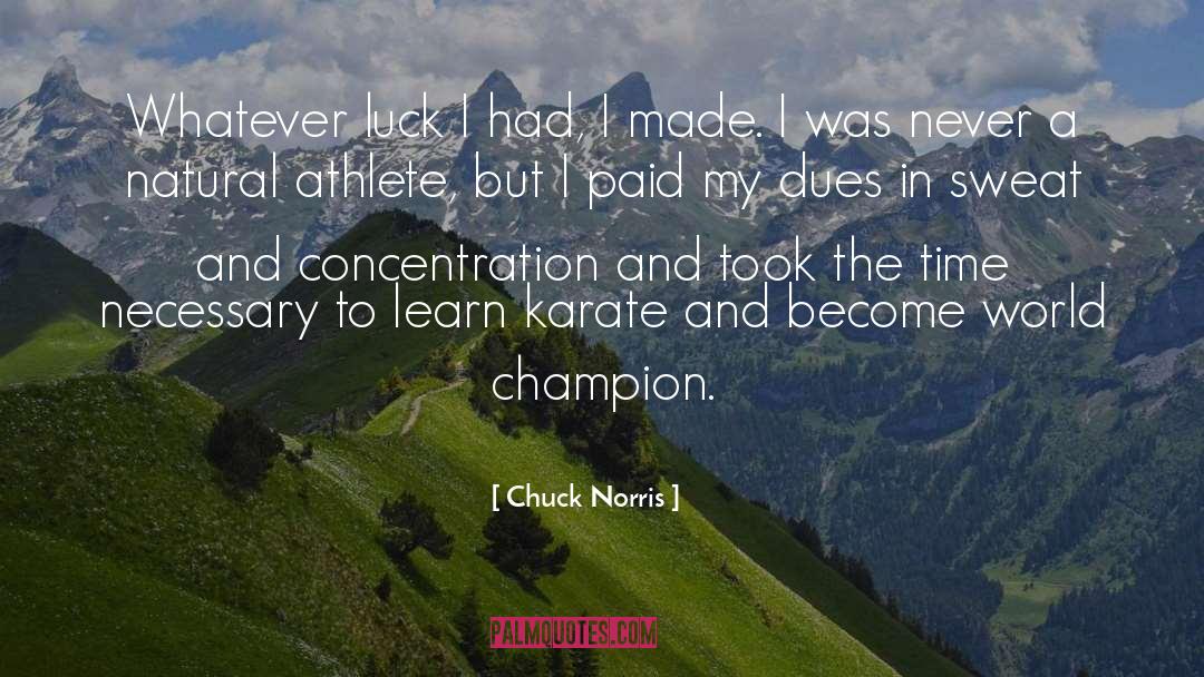 Chuck Norris Quotes: Whatever luck I had, I