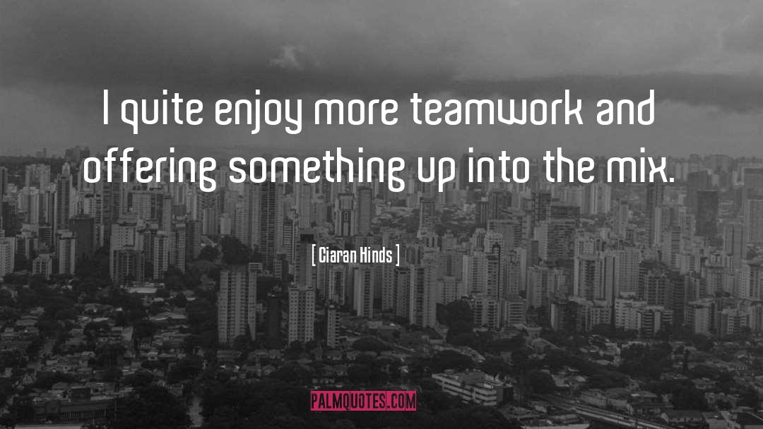 Ciaran Hinds Quotes: I quite enjoy more teamwork