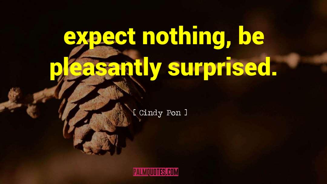 Cindy Pon Quotes: expect nothing, be pleasantly surprised.