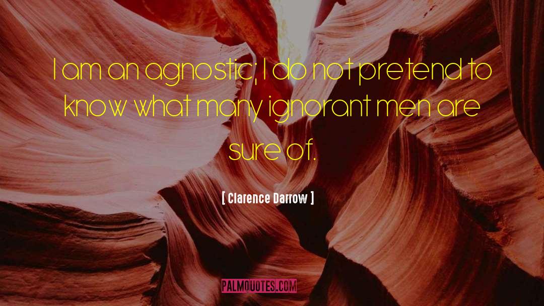 Clarence Darrow Quotes: I am an agnostic; I