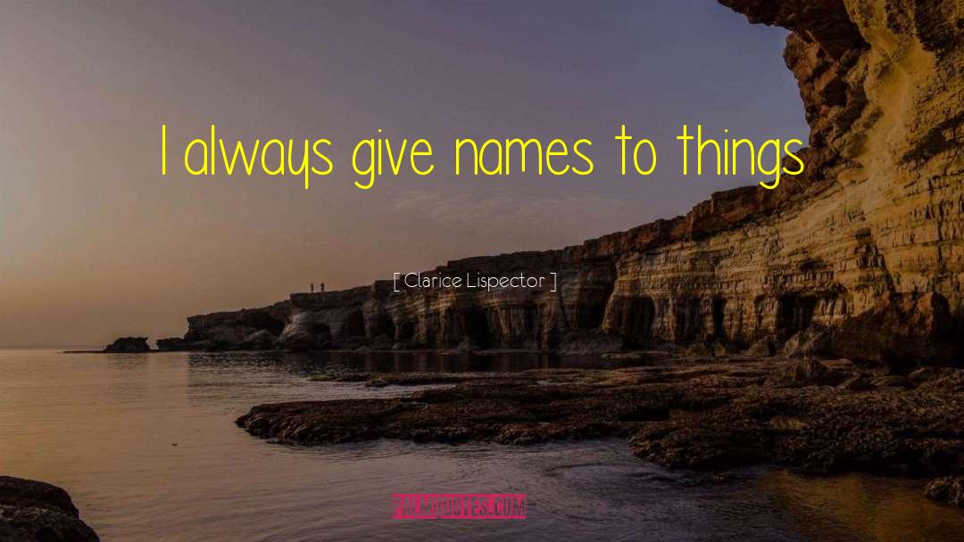 Clarice Lispector Quotes: I always give names to