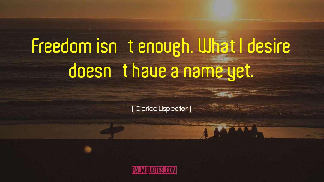 Clarice Lispector Quotes: Freedom isn't enough. What I