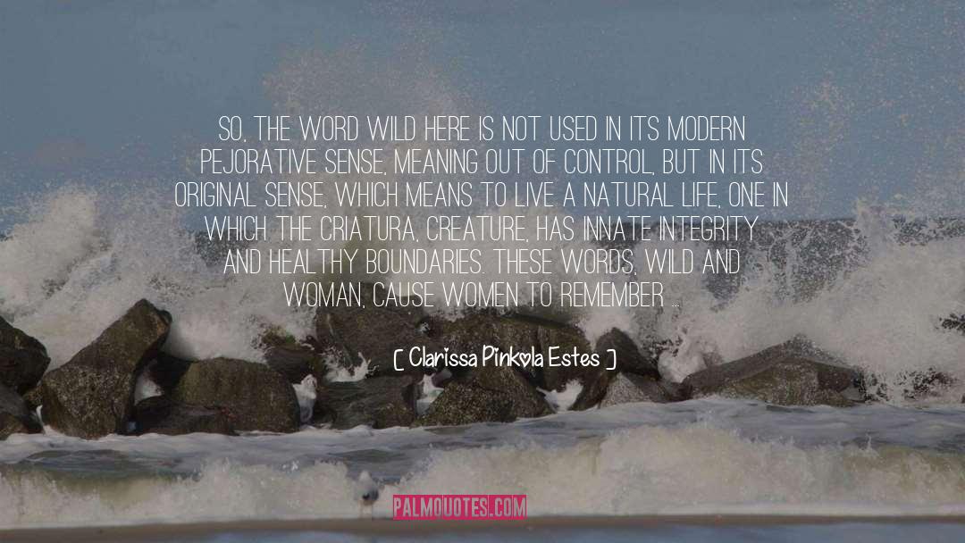 Clarissa Pinkola Estes Quotes: So, the word wild here