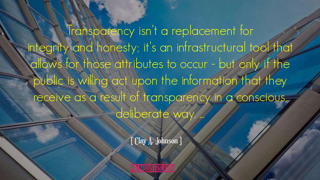 Clay A. Johnson Quotes: Transparency isn't a replacement for