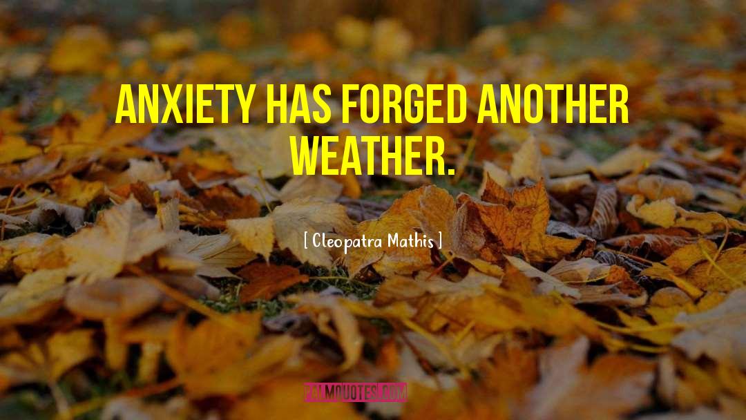 Cleopatra Mathis Quotes: Anxiety has forged another weather.
