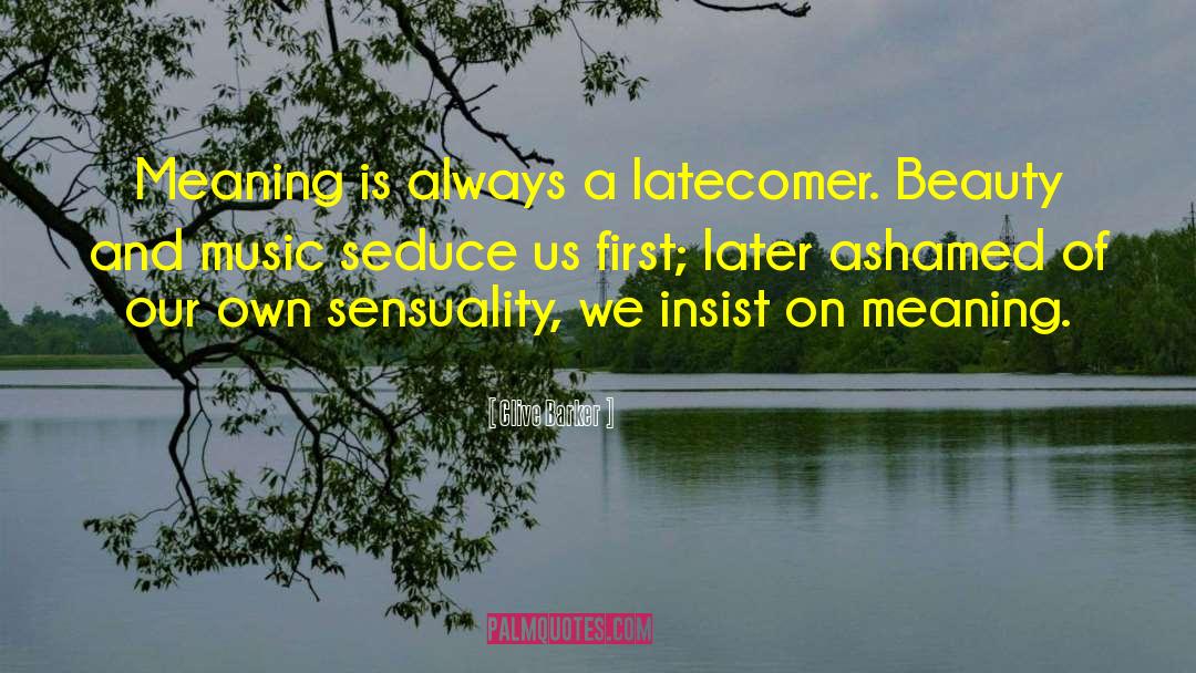 Clive Barker Quotes: Meaning is always a latecomer.