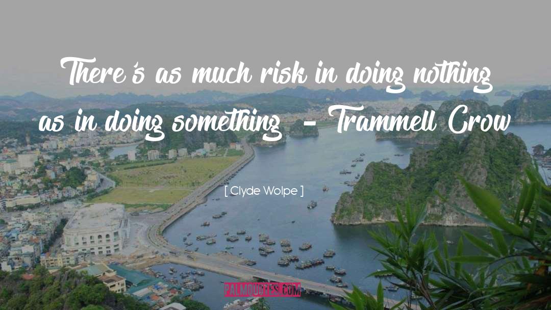 Clyde Wolpe Quotes: There's as much risk in