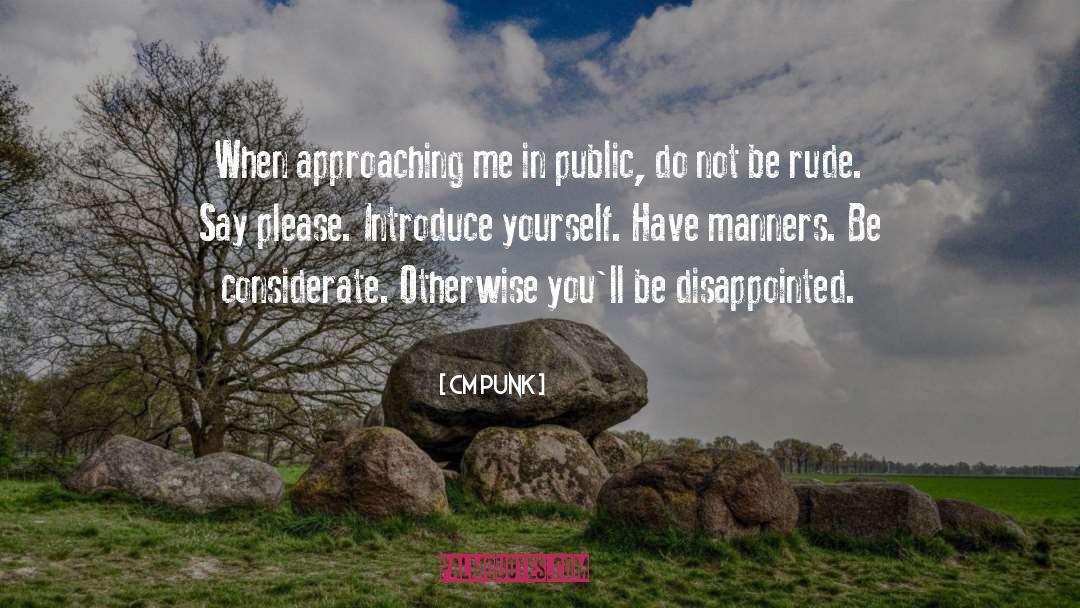 CM Punk Quotes: When approaching me in public,