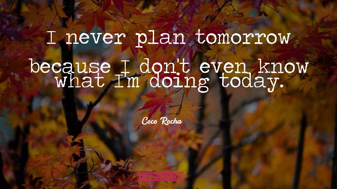 Coco Rocha Quotes: I never plan tomorrow because