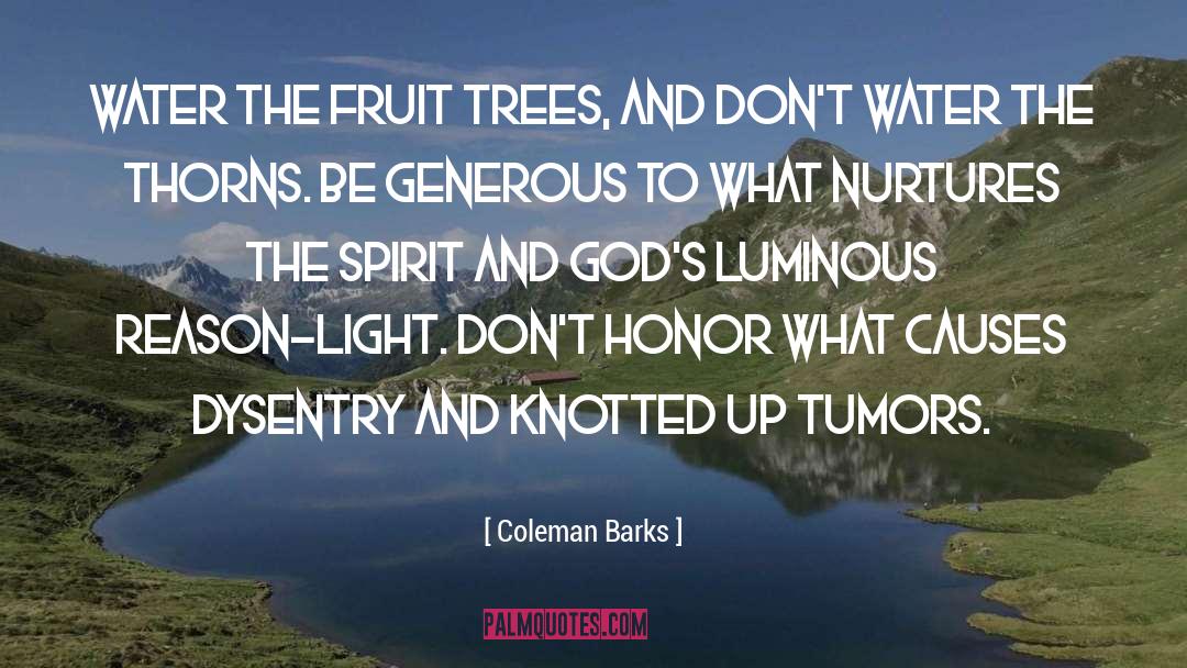 Coleman Barks Quotes: Water the fruit trees, and