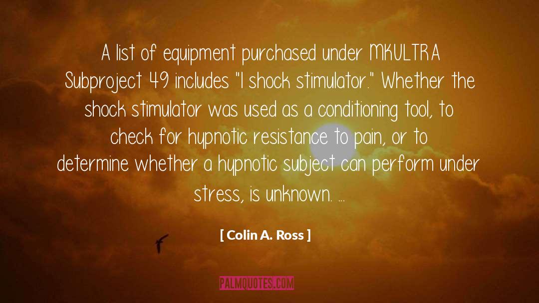 Colin A. Ross Quotes: A list of equipment purchased